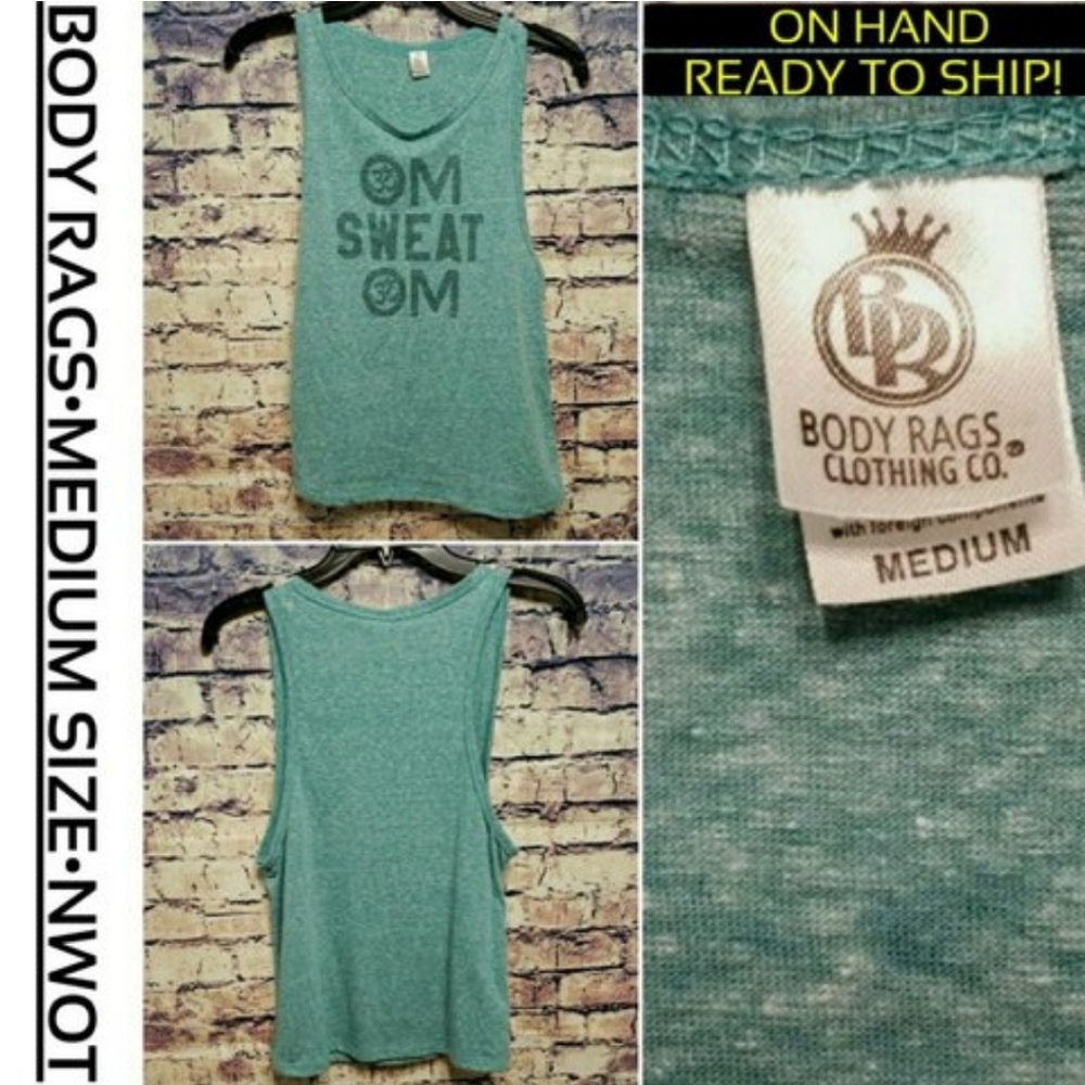 Body Rags Jade Green Athletic Tank Top Med~NWOT